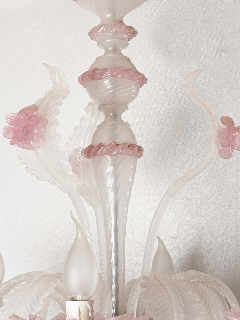 Antique Venetian Pink Flower Glass Chandelier