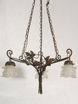 Vintage French frosted-glass light fixture