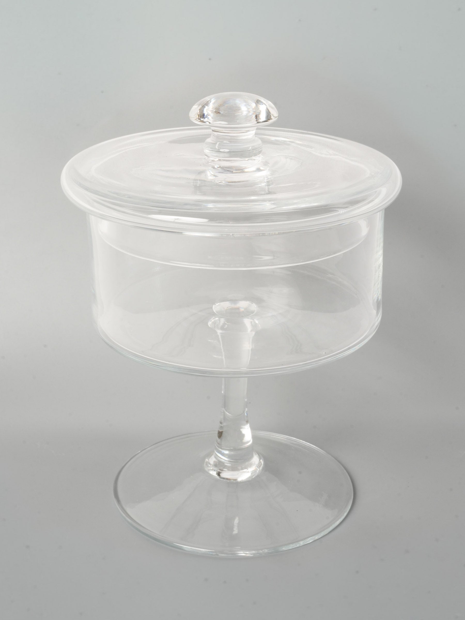 Footed Blown Glass Candy Jar w/ Lid 10¼"