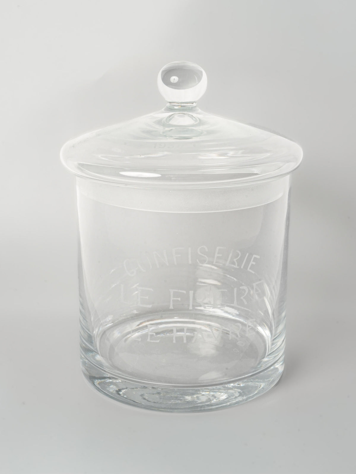 Antique French Glass Candy Jar dated 1934 - 9"