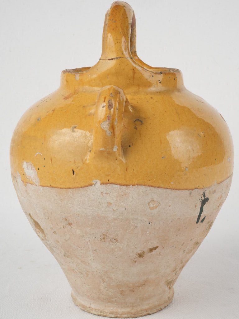 Artisanal half-glazed French jug  