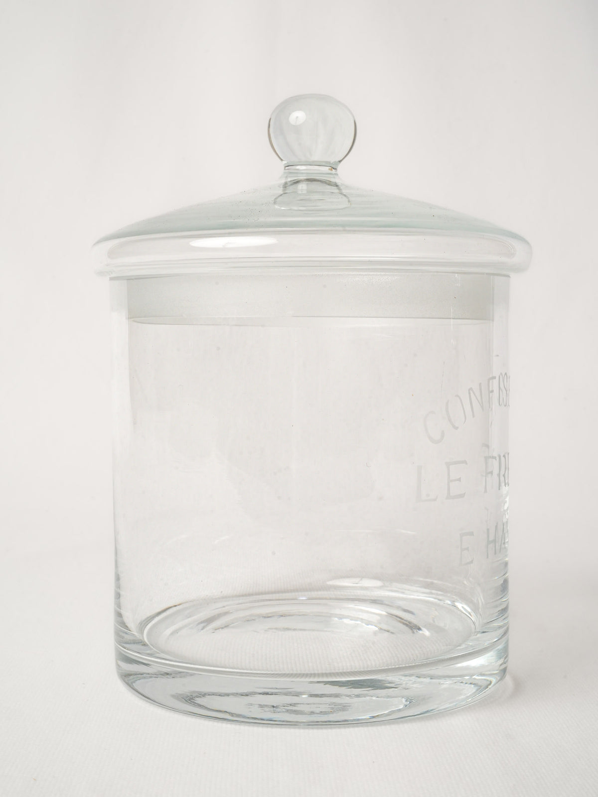 Antique French Glass Candy Jar dated 1934 - 9"