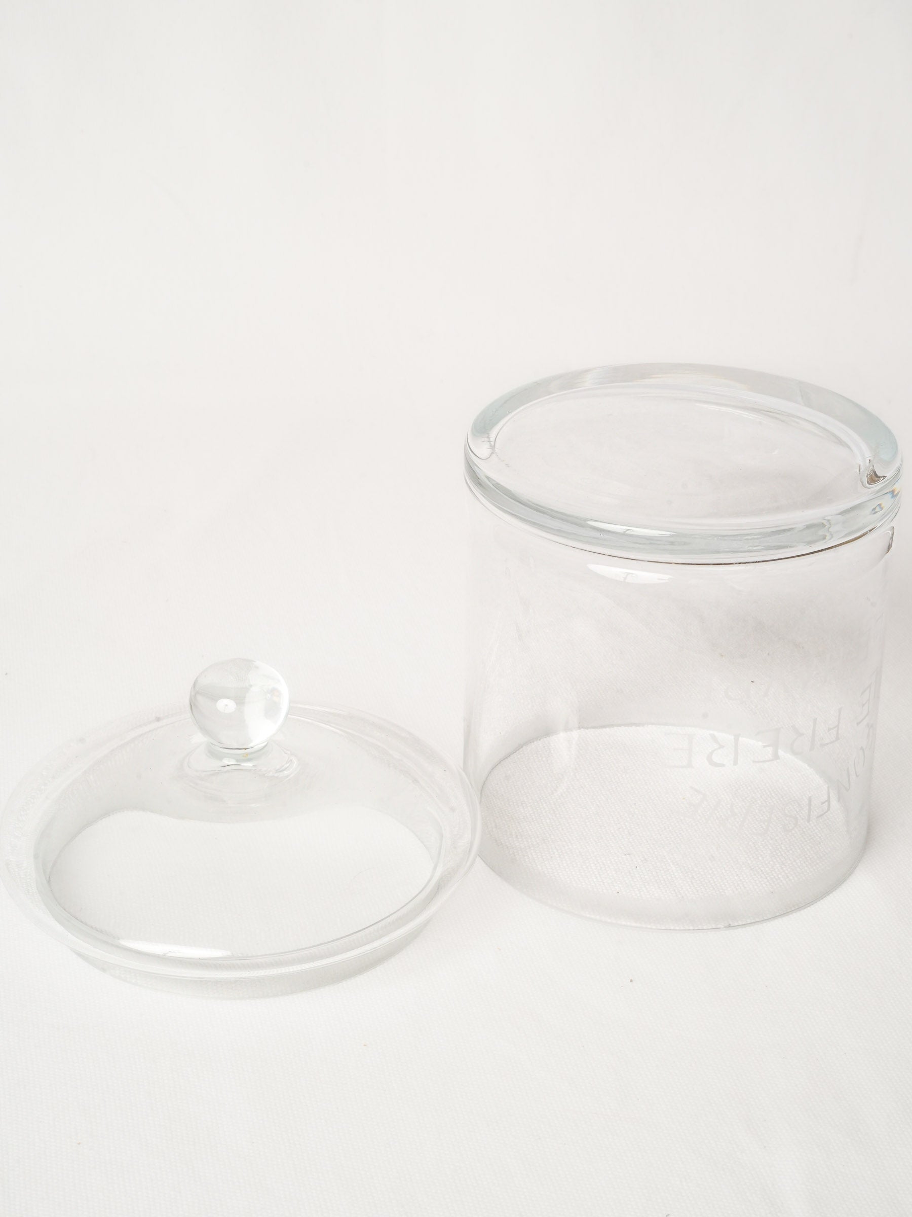 Antique French Glass Candy Jar dated 1934 - 9"