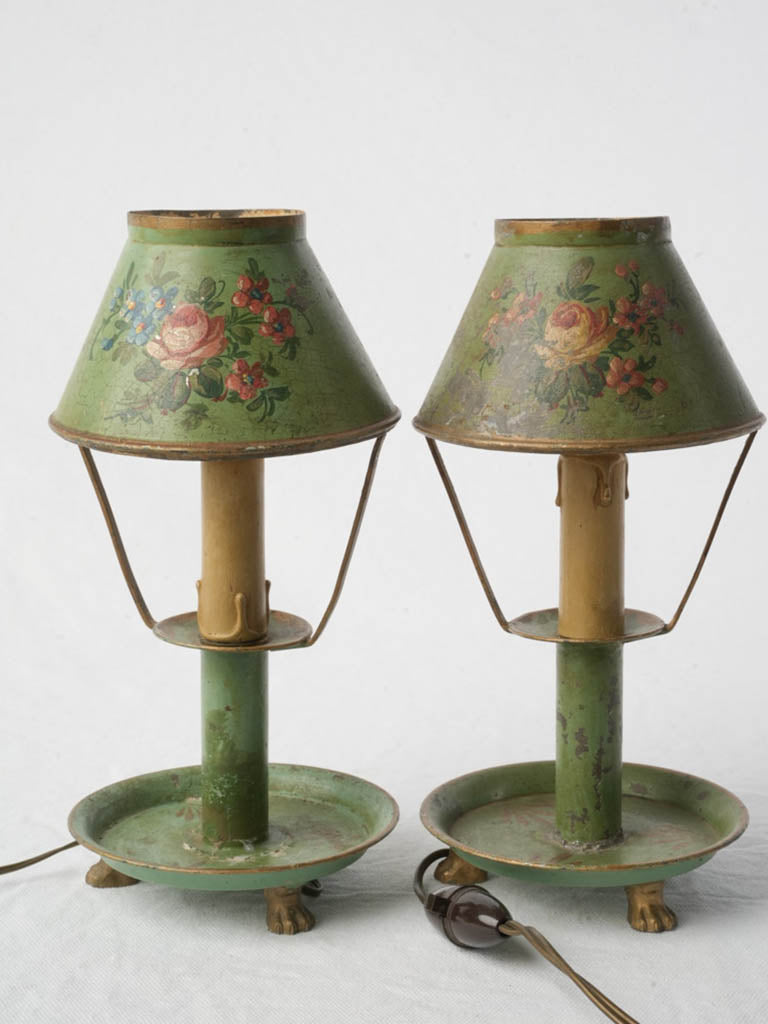 Timeworn floral spray metal lamps  