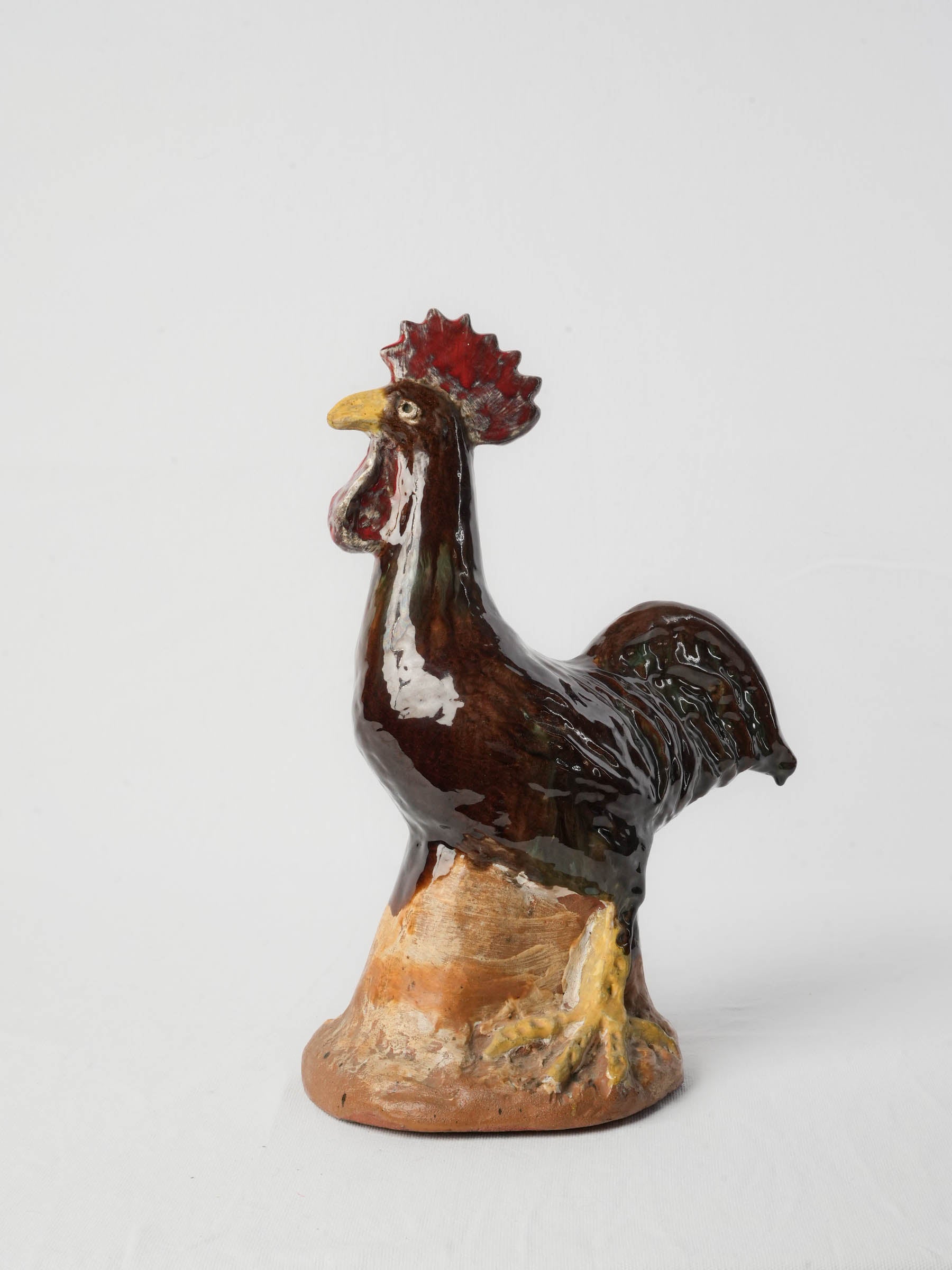 Expressive folk art pottery rooster