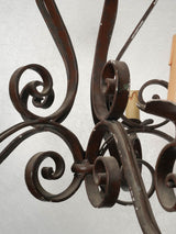 Time-worn French ironwork ceiling chandelier