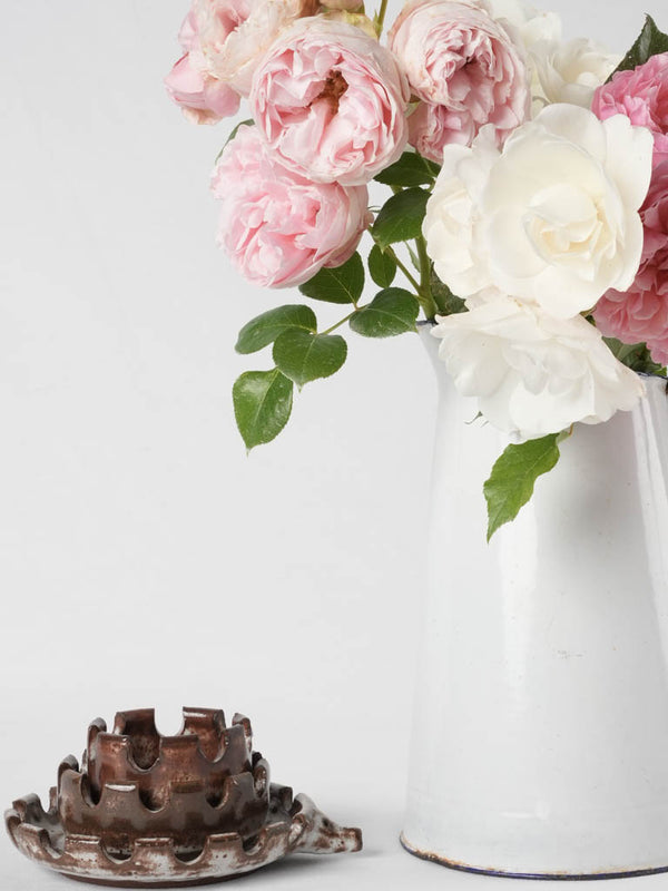 Three stacked vintage hedgehog  ceramic ashtrays