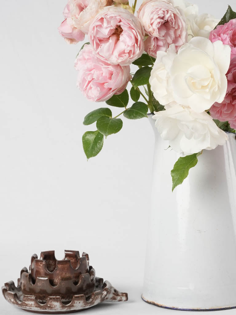 Three stacked vintage hedgehog  ceramic ashtrays