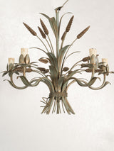5-light Modern chandelier w/ wheat - blue/green 20½"