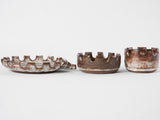 Three stacked vintage hedgehog  ceramic ashtrays