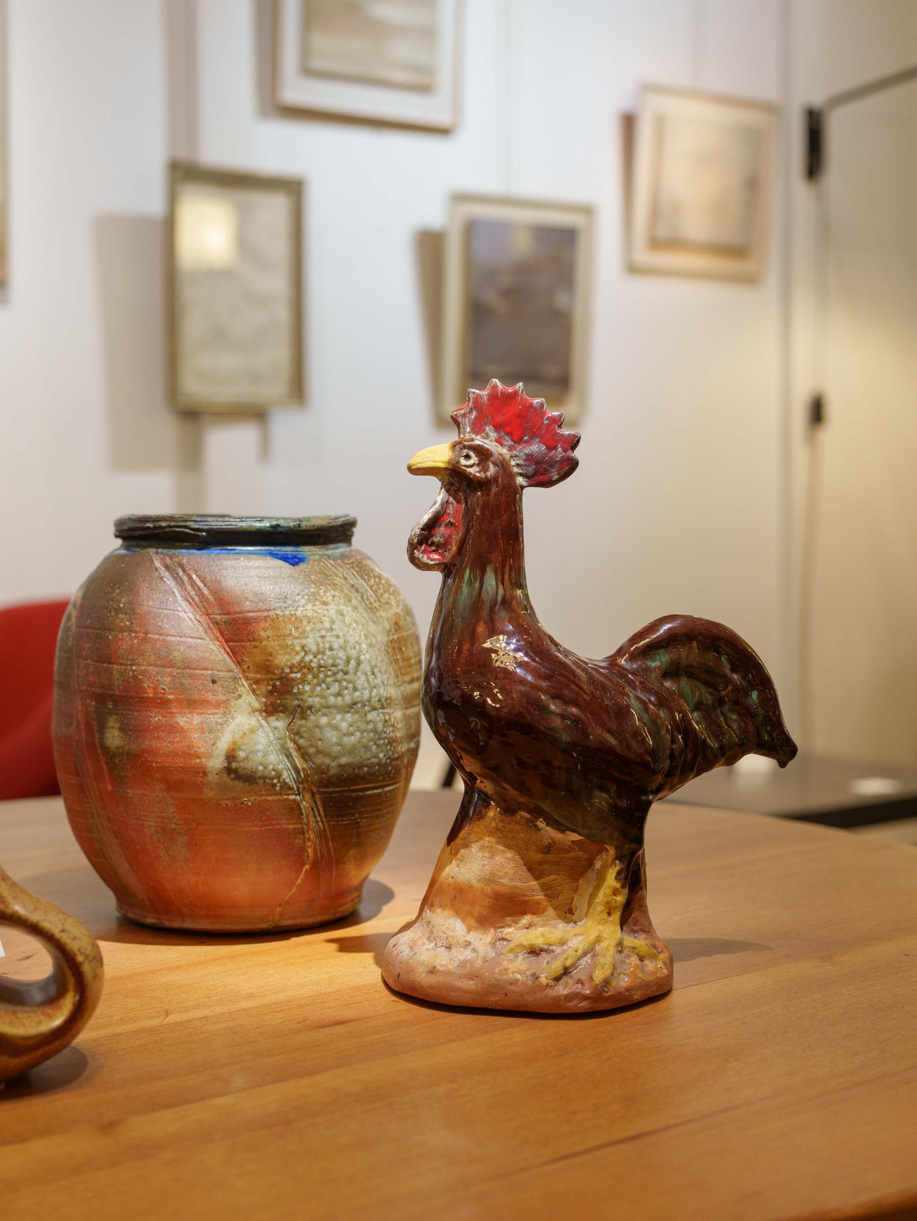 Rustic hand-formed clay rooster