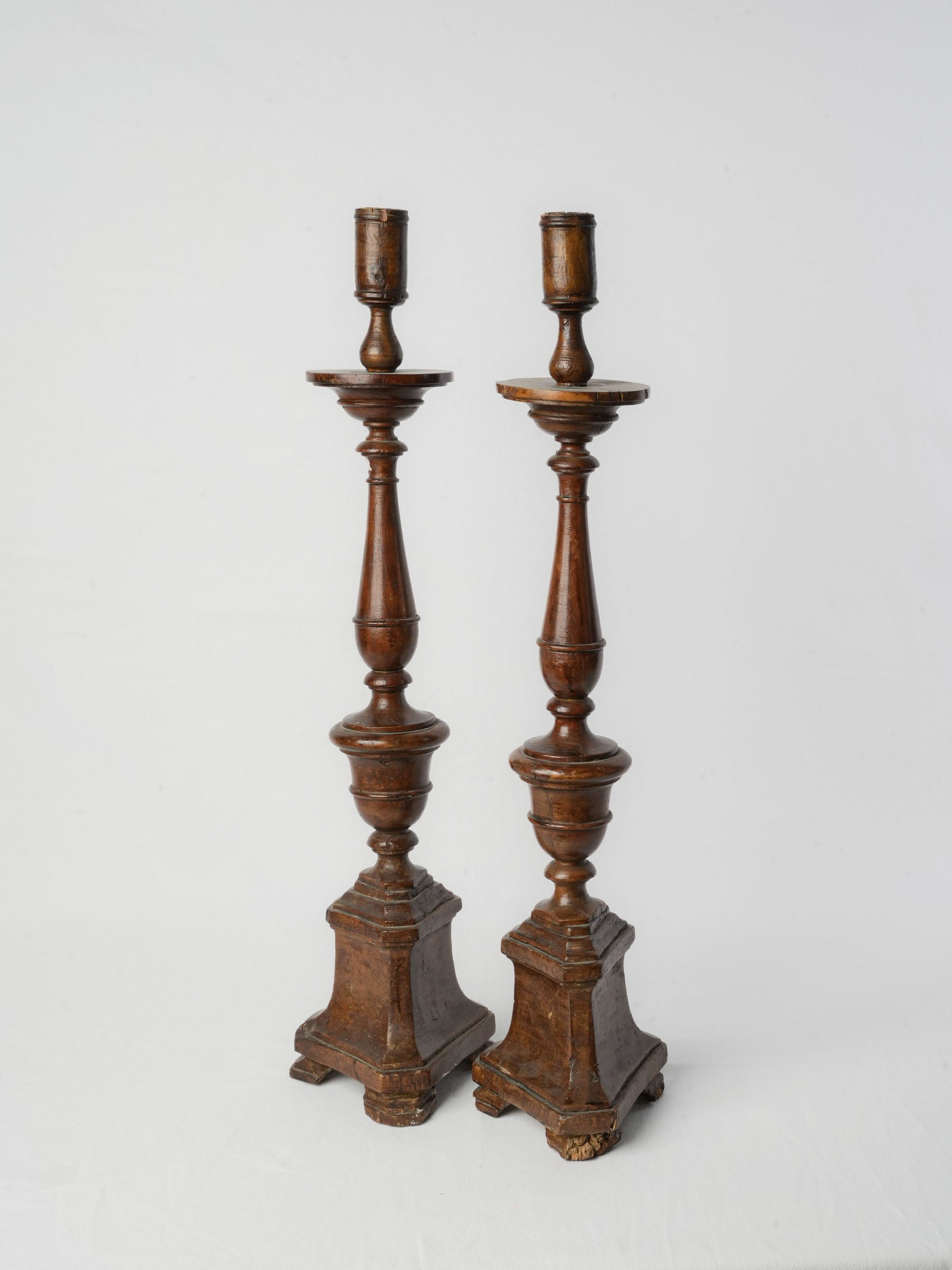 Antique Baroque Wooden Candlesticks