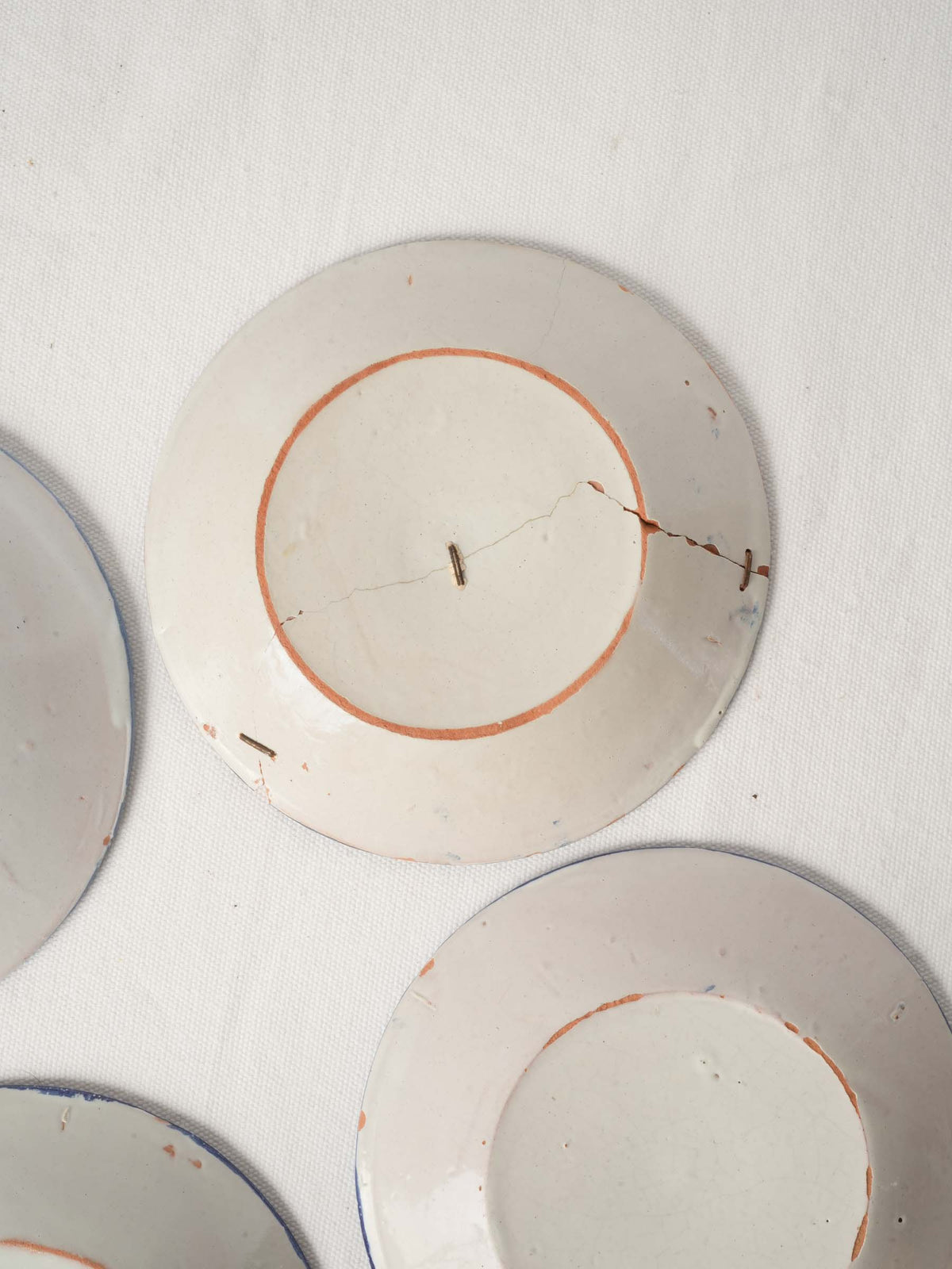 Set of 4 Antique French Hand-Painted Ceramic Dessert Plates 7½"