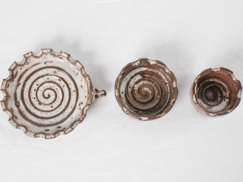 Three stacked vintage hedgehog  ceramic ashtrays