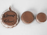 Three stacked vintage hedgehog  ceramic ashtrays