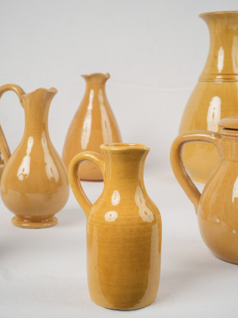 Glazed, ceramic family heirloom pitchers