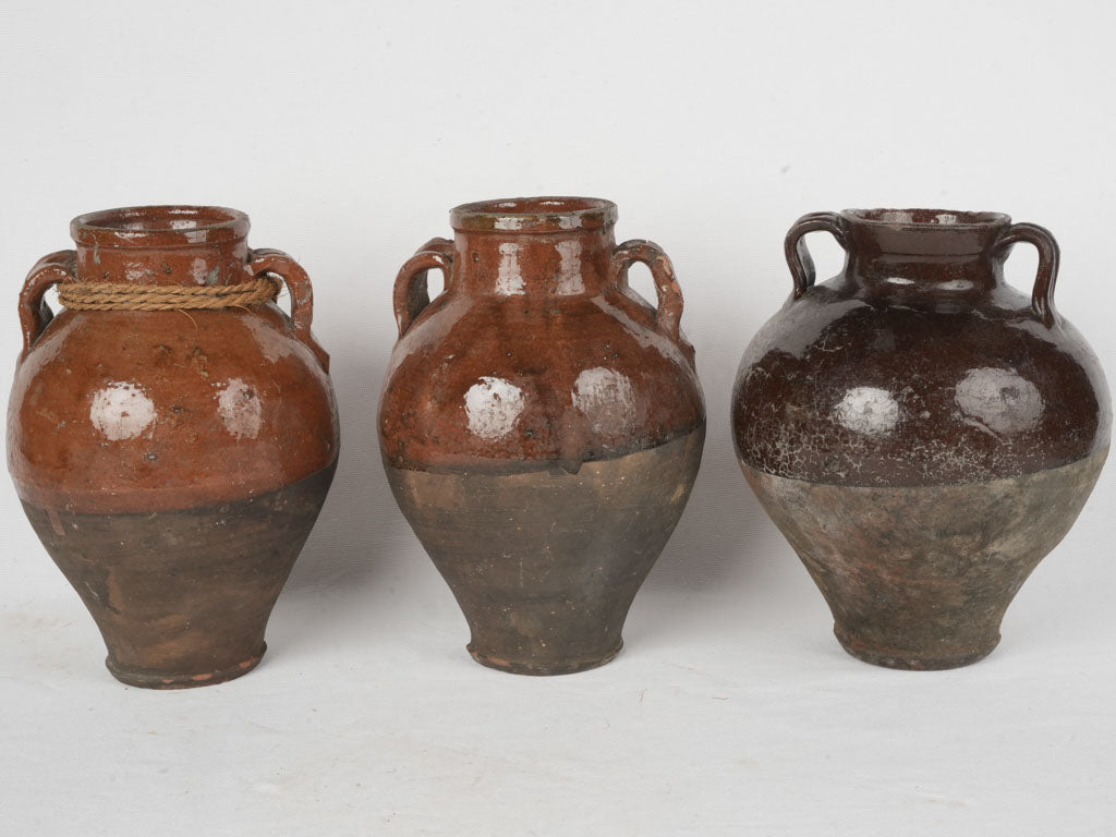 Warm glazed traditional kitchen pots  