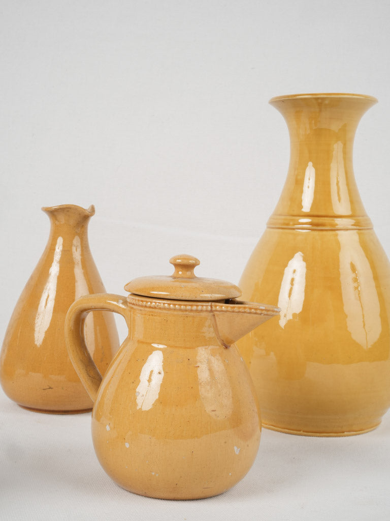 Rustic, artisanal ceramic olive & vinegar set