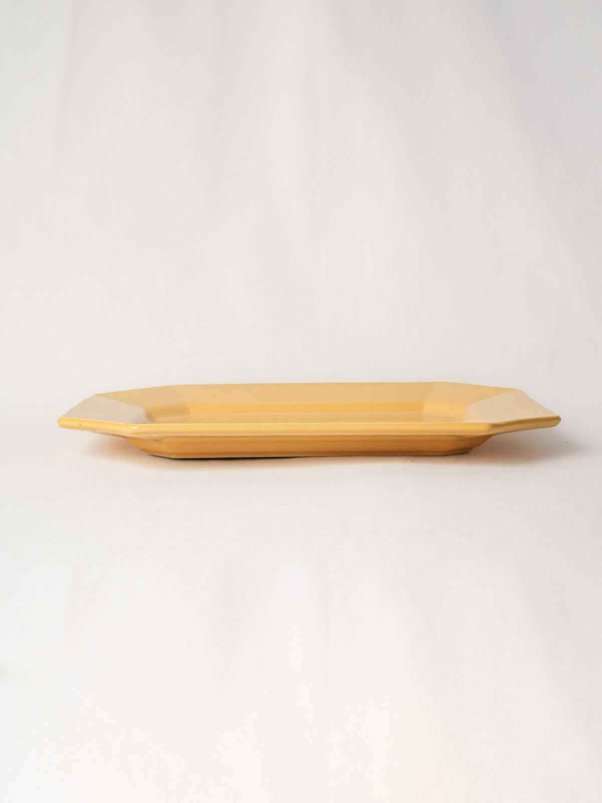 Large French Ochre Glazed Ceramic Serving Platter - Octagonal