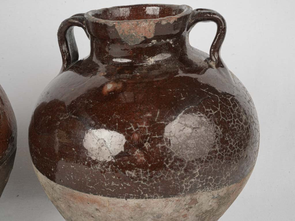 Rustic elegant brown-glazed jar  