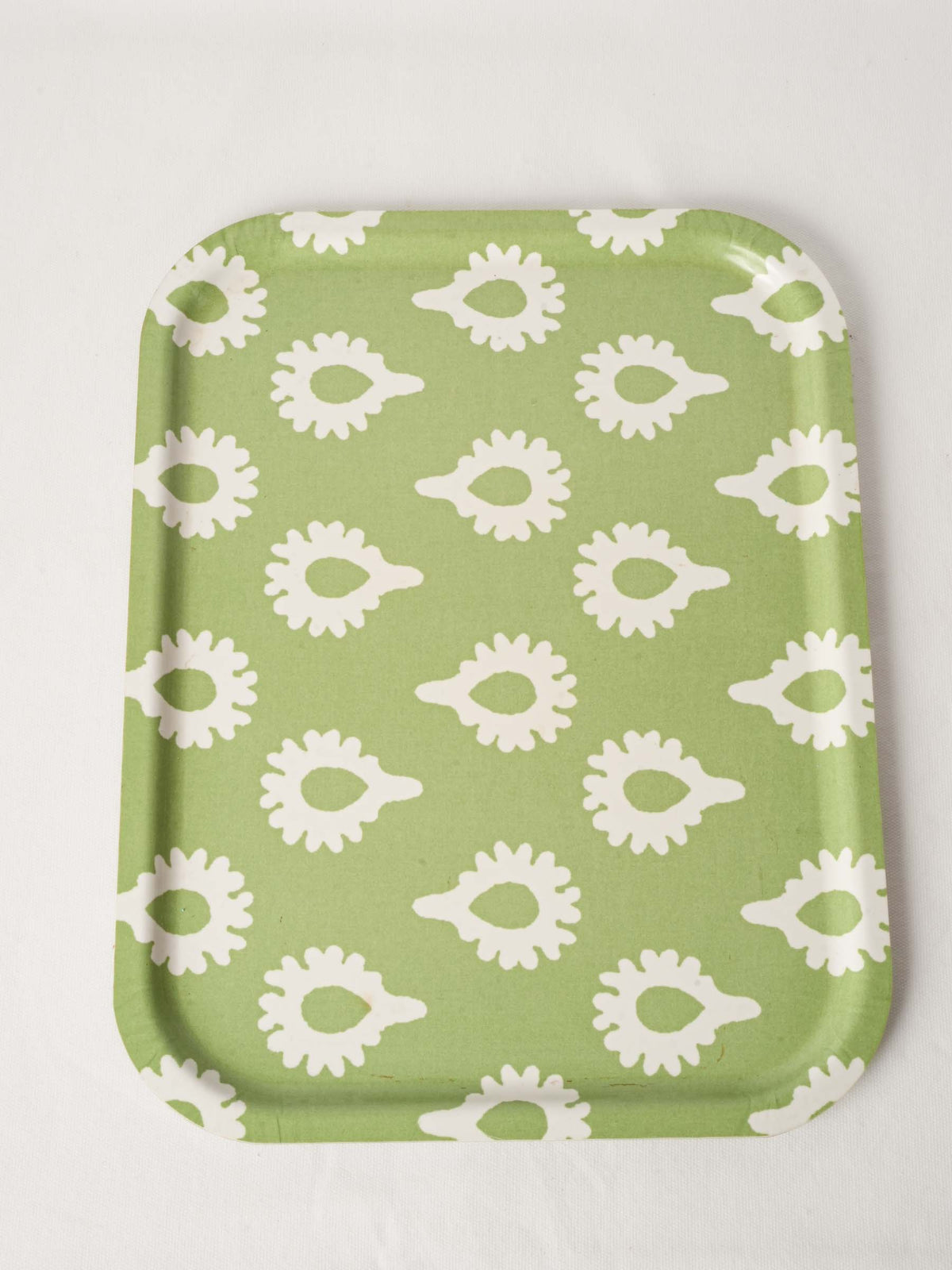 Large Les Olivades Sage Green Melamine Tray w/ White Floral Pattern 19" x 14½"