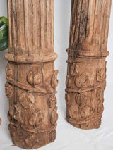 Pair of tall antique French oak columns - Corinthian 79¼"