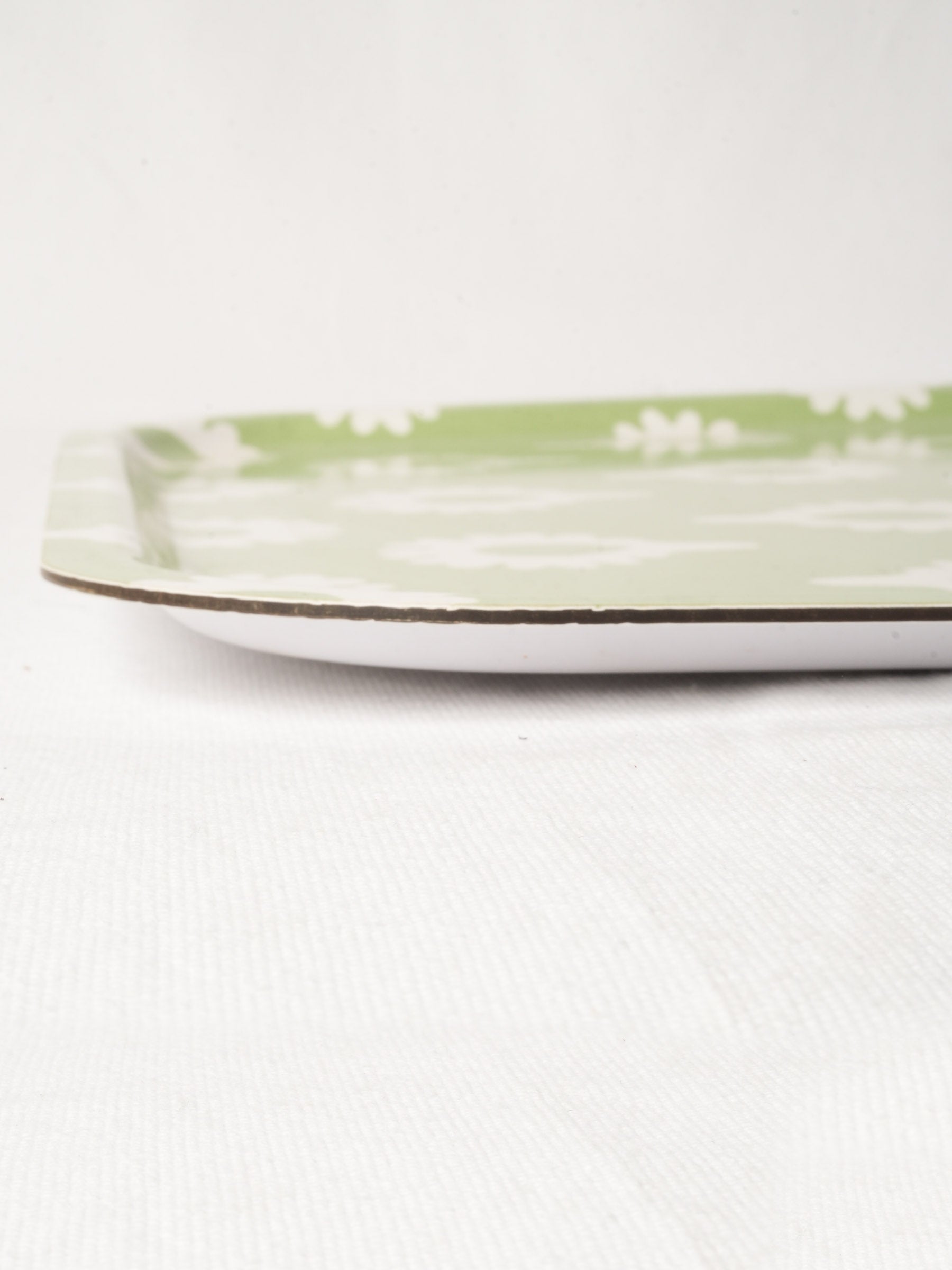 Large Les Olivades Sage Green Melamine Tray w/ White Floral Pattern 19" x 14½"