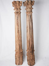 Pair of tall antique French oak columns - Corinthian 79¼"