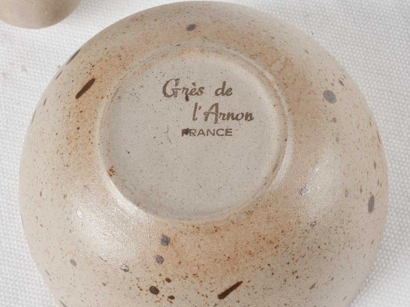 Vintage earthenware mortar & pestle & little pitcher 6¾"