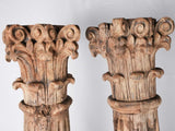 Pair of tall antique French oak columns - Corinthian 79¼"