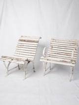 Set of four French garden chairs w/ white patina