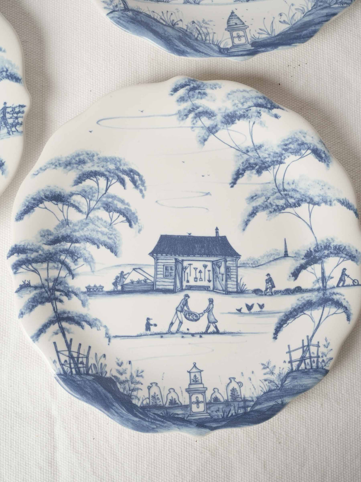 Set of Four Blue and White Dessert Plates 8¾"