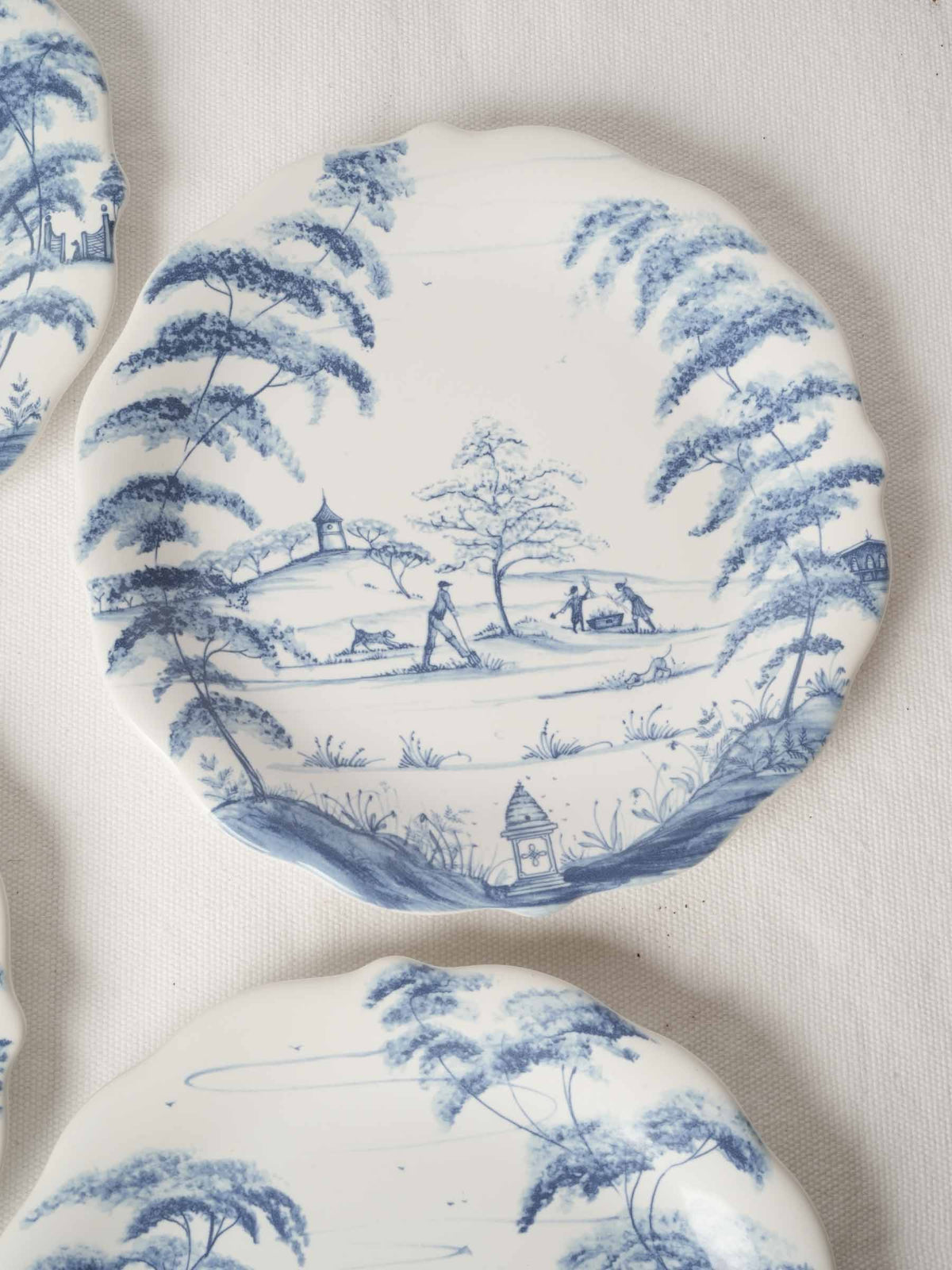 Set of Four Blue and White Dessert Plates 8¾"