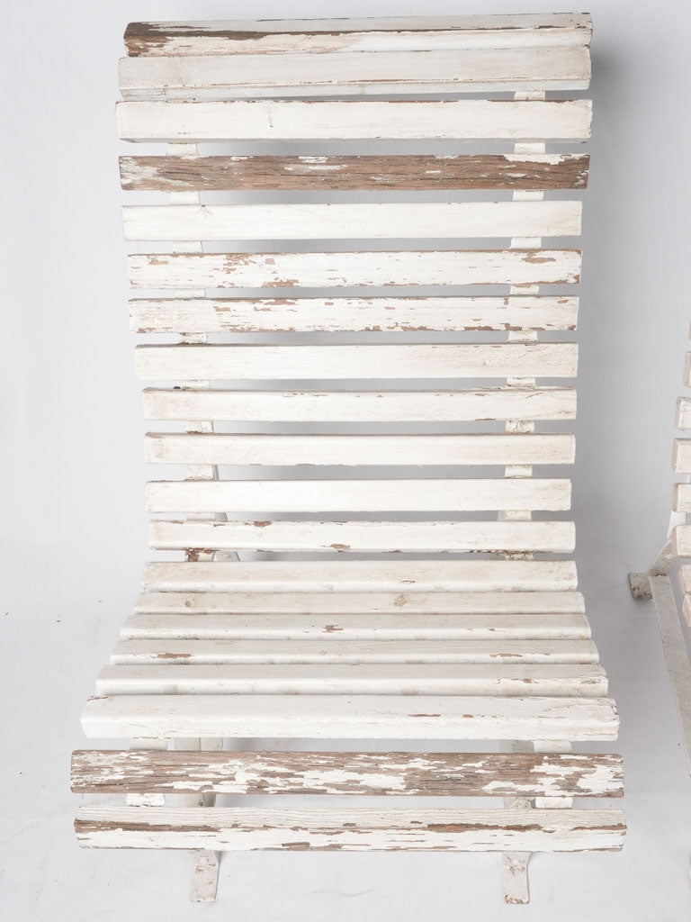 Set of four French garden chairs w/ white patina