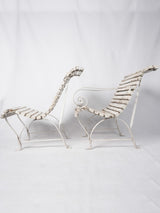Set of four French garden chairs w/ white patina