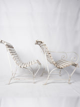 Set of four French garden chairs w/ white patina