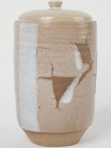 Vintage taupe glazed sandstone lidded pot