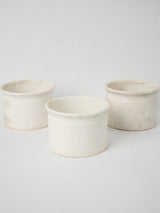 19th century set of three French jam pots - white 4"