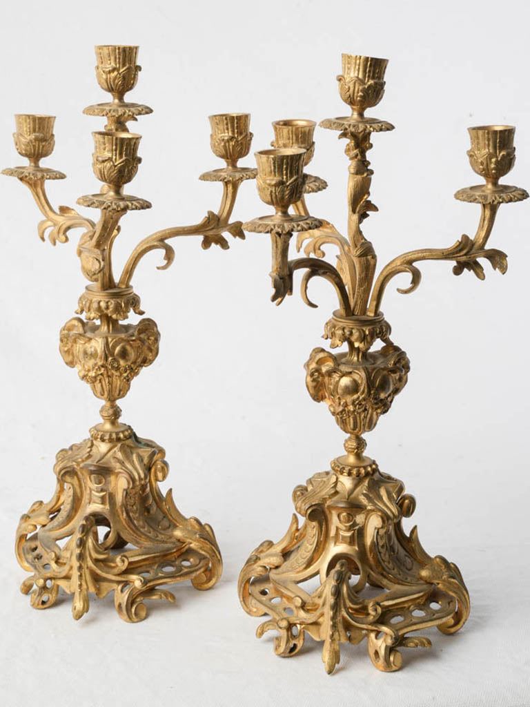 Exquisite antique gilt bronze candelabra