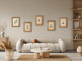 Rustic bird engravings with bamboo frames