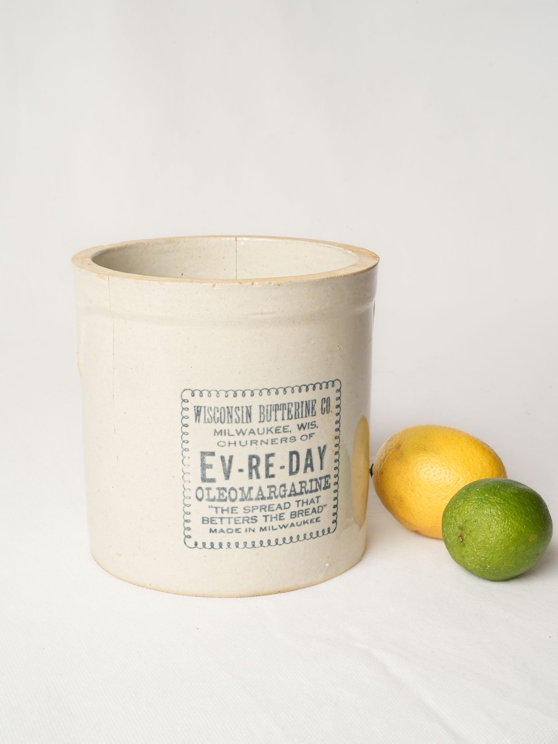 Antique Stoneware Pot - Wisconsin Butterine Co. 6"