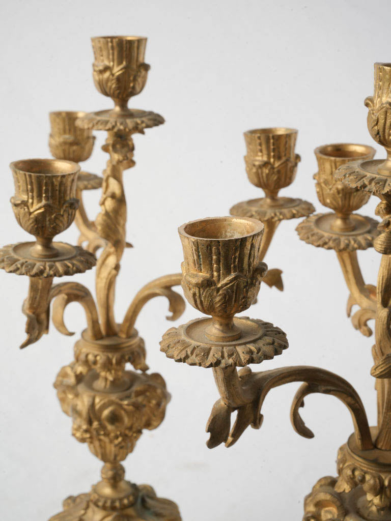 Detailed acanthus leaf bronze candelabra