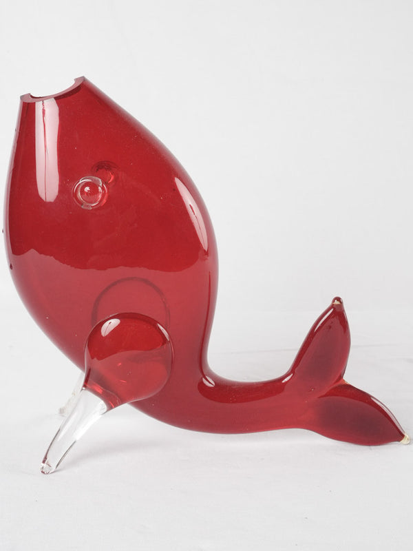 Red glass fish vase - Murano 11Â½"