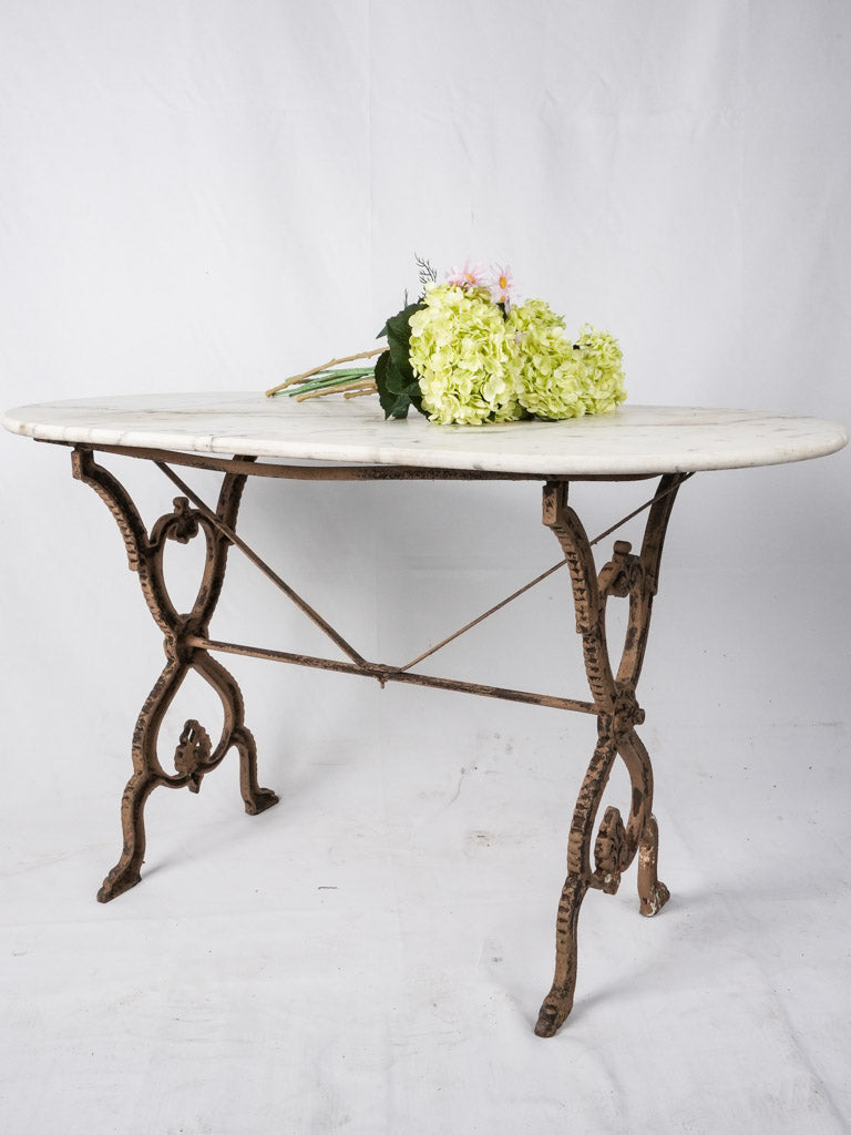 1950s French marble garden table - oval 46¾"