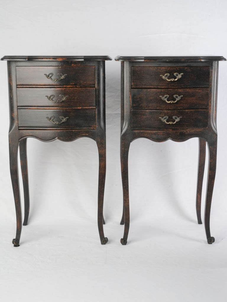 Antique nightstands with black patina