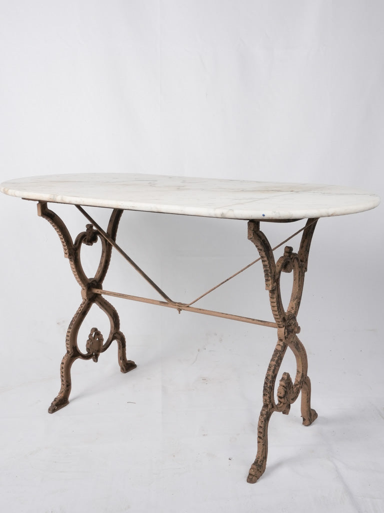 1950s French marble garden table - oval 46¾"