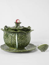 Vintage cabbageware tureen w/ radish handles 9¾"