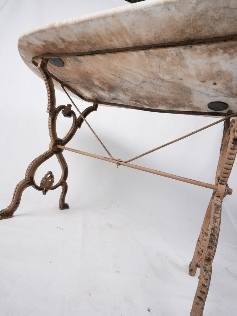 1950s French marble garden table - oval 46¾"