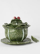 Vintage cabbageware tureen w/ radish handles 9¾"