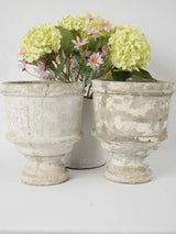 Antique white patina decorative urns